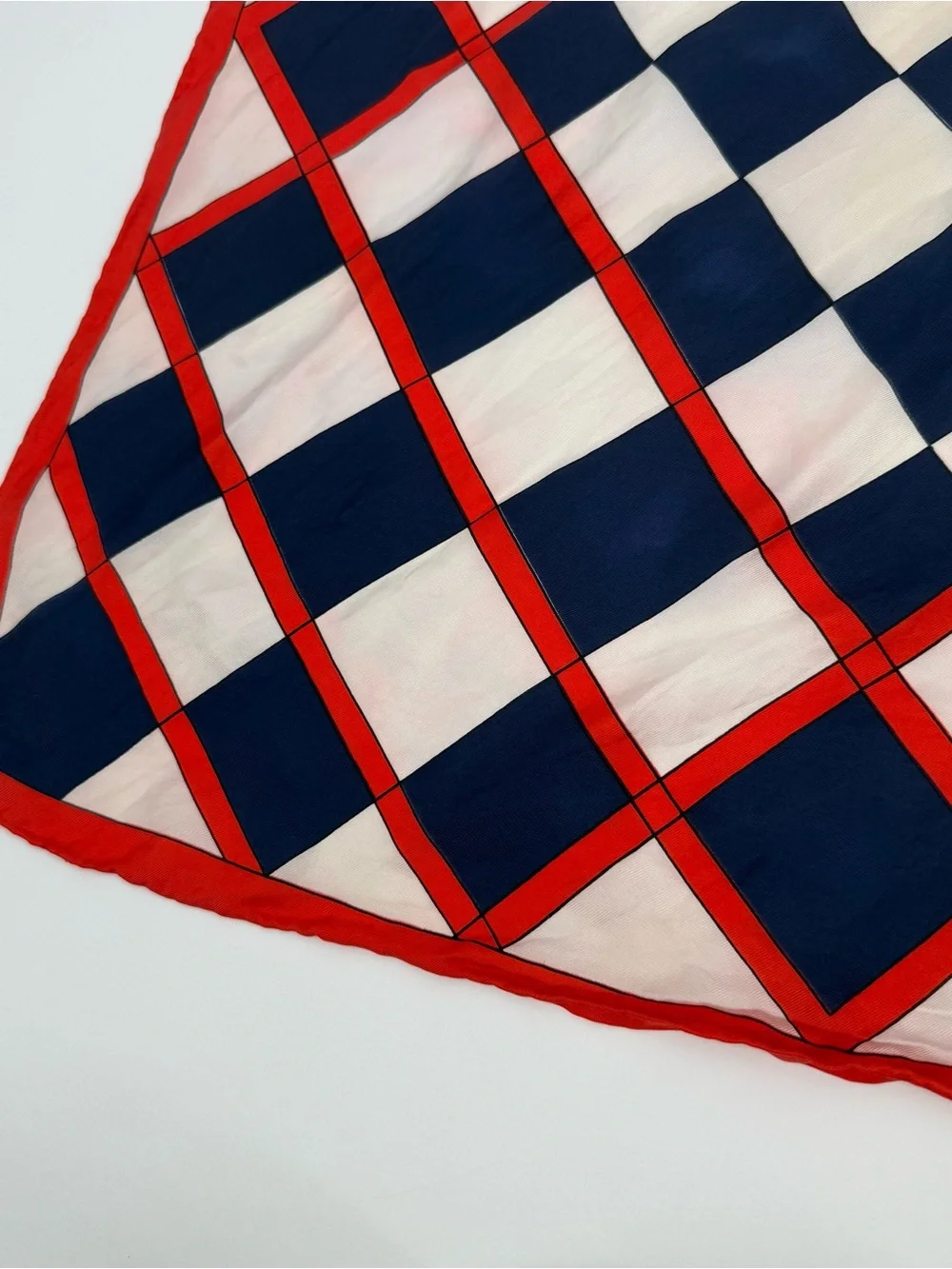 Echo Vintage Red Navy Square Scarf Retro Neck Hair Scarf Accessory Checker
